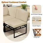 Costway 6 PCS Outdoor Sectional Sofa Set Metal Conversation Set with Bungee Rope Seat