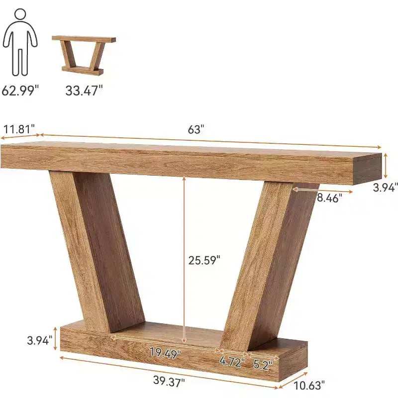 Console table,double layered farmhouse narrow table,extra long, entrance table for corridors,lobbies and living rooms