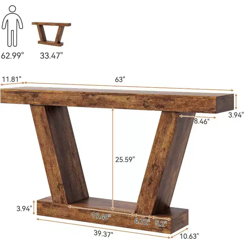 Console table,double layered farmhouse narrow table,extra long, entrance table for corridors,lobbies and living rooms