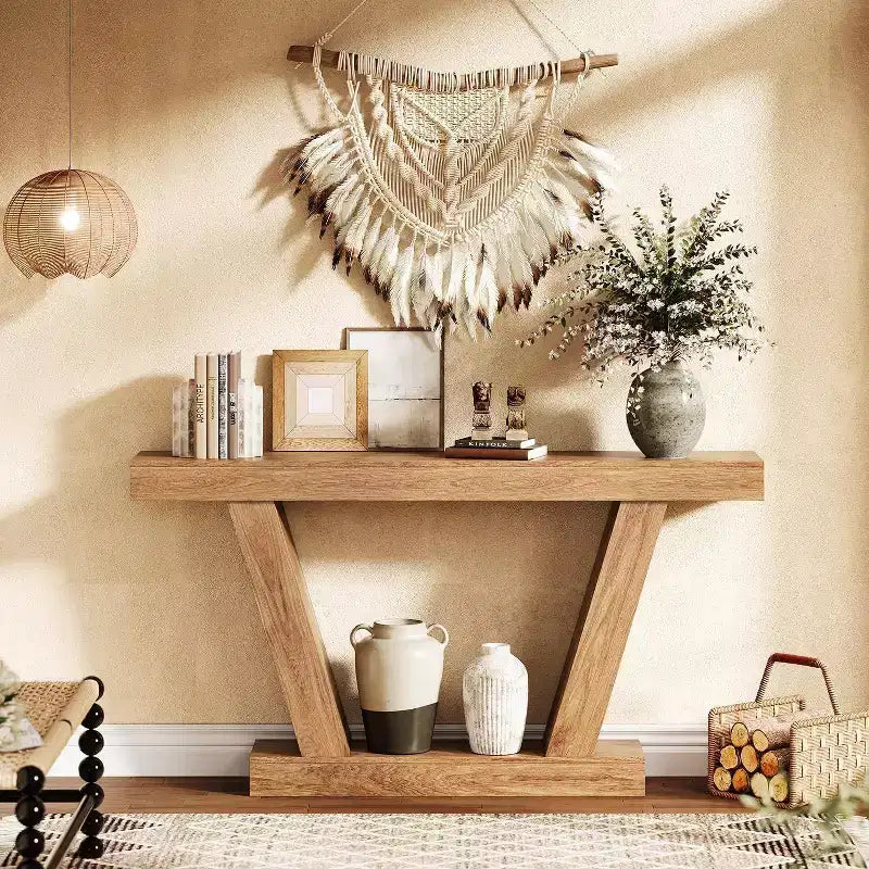 Console table,double layered farmhouse narrow table,extra long, entrance table for corridors,lobbies and living rooms