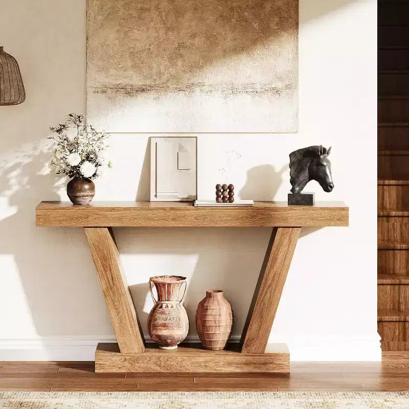 Console table,double layered farmhouse narrow table,extra long, entrance table for corridors,lobbies and living rooms