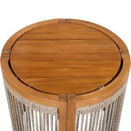 Christopher Knight Home Krizzix Boho 3 Piece Outdoor Acacia Wood Woven Rope Seating Set with Cushions