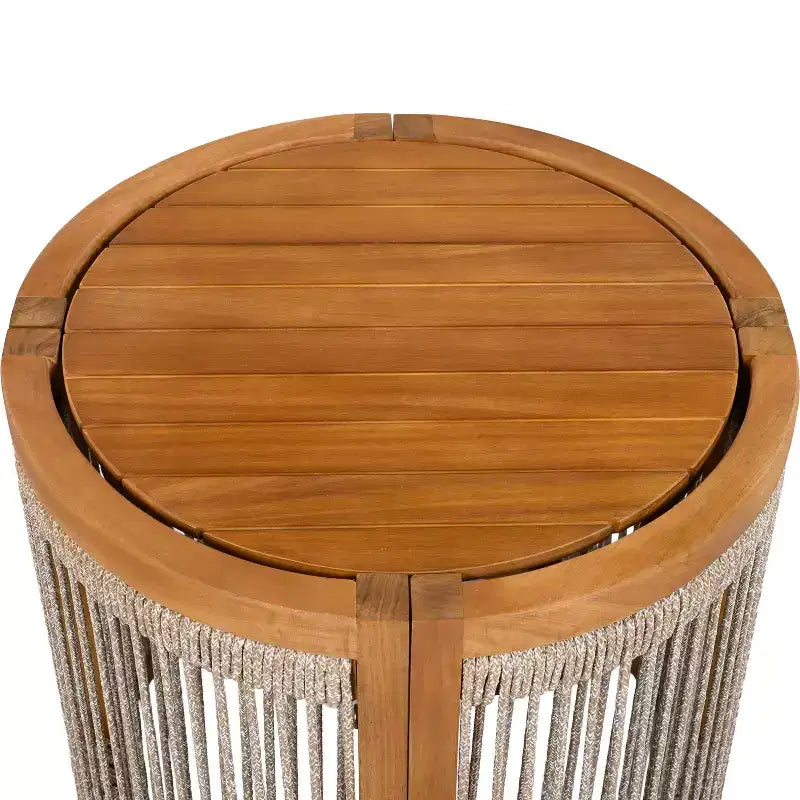 Christopher Knight Home Krizzix Boho 3 Piece Outdoor Acacia Wood Woven Rope Seating Set with Cushions