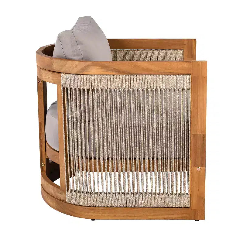 Christopher Knight Home Krizzix Boho 3 Piece Outdoor Acacia Wood Woven Rope Seating Set with Cushions