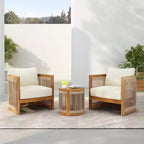 Christopher Knight Home Krizzix Boho 3 Piece Outdoor Acacia Wood Woven Rope Seating Set with Cushions