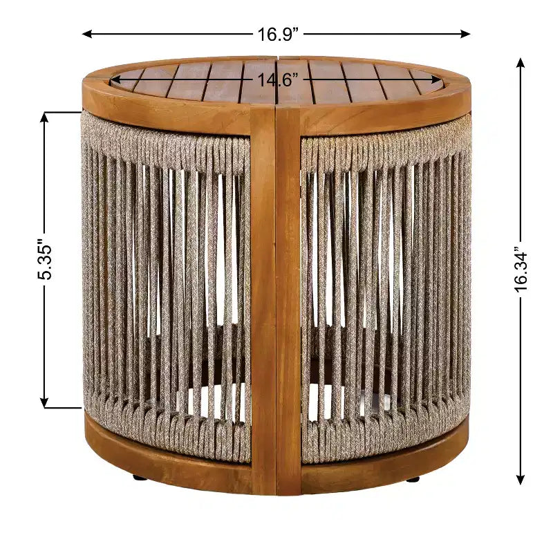 Christopher Knight Home Krizzix Boho 3 Piece Outdoor Acacia Wood Woven Rope Seating Set with Cushions
