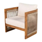 Christopher Knight Home Krizzix Boho 3 Piece Outdoor Acacia Wood Woven Rope Seating Set with Cushions