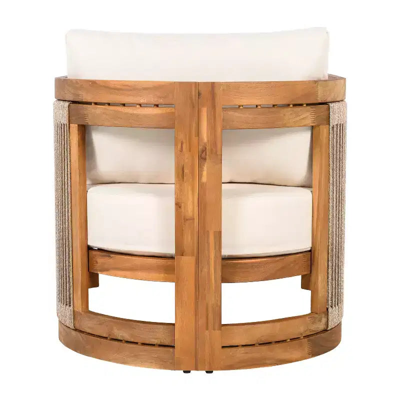 Christopher Knight Home Krizzix Boho 3 Piece Outdoor Acacia Wood Woven Rope Seating Set with Cushions