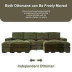 Dovelina Sectional Sofa Deep Seat Green Couch with Ottomans for 4 Seat