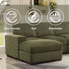 Dovelina Sectional Sofa Deep Seat Green Couch with Ottomans for 4 Seat