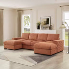 Dovelina Sectional Sofa Deep Seat Green Couch with Ottomans for 4 Seat