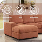 Dovelina Sectional Sofa Deep Seat Green Couch with Ottomans for 4 Seat
