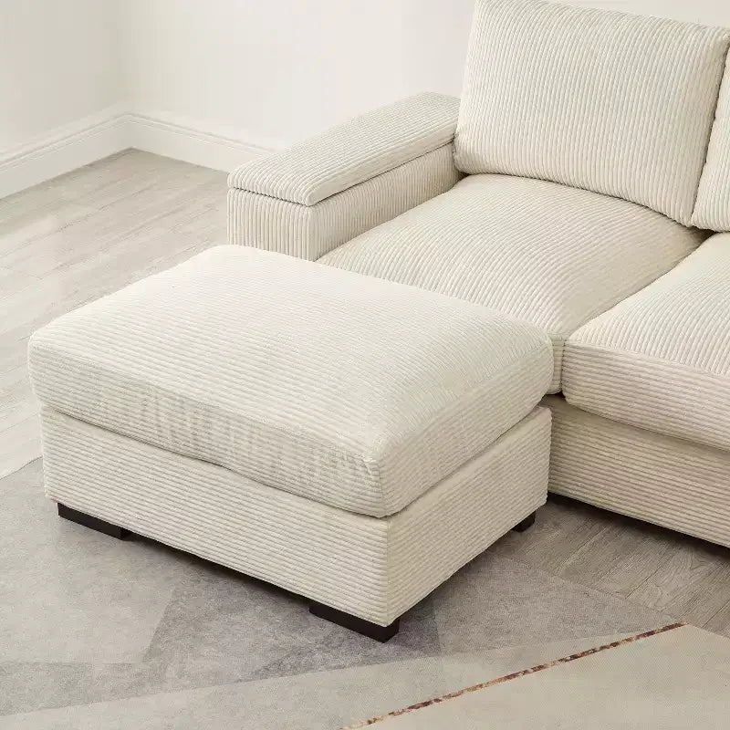 Dovelina Sectional Sofa Deep Seat Green Couch with Ottomans for 4 Seat