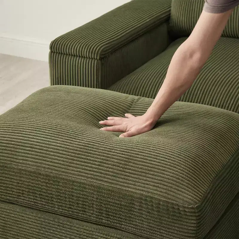 Dovelina Sectional Sofa Deep Seat Green Couch with Ottomans for 4 Seat