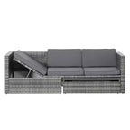 Bestier Patio Furniture Sets, Outdoor Wicker Conversation Set with Lift Top Table, Adjustable Backrest, Ottomans, Modular Sectional Sofa for Backyard
