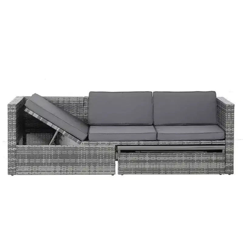 Bestier Patio Furniture Sets, Outdoor Wicker Conversation Set with Lift Top Table, Adjustable Backrest, Ottomans, Modular Sectional Sofa for Backyard