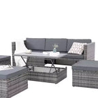 Bestier Patio Furniture Sets, Outdoor Wicker Conversation Set with Lift Top Table, Adjustable Backrest, Ottomans, Modular Sectional Sofa for Backyard