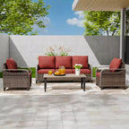 EAGLE PEAK Outdoor Wicker Patio Conversation Set, 2 Chairs, 3-Seat Loveseat and Coffee Table, 4 Pieces