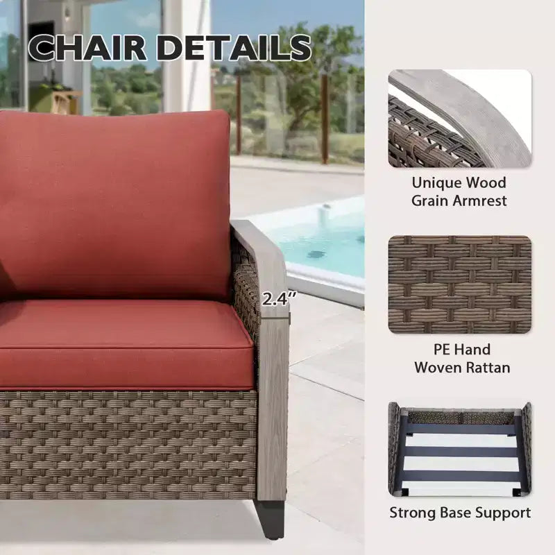 EAGLE PEAK Outdoor Wicker Patio Conversation Set, 2 Chairs, 3-Seat Loveseat and Coffee Table, 4 Pieces