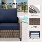EAGLE PEAK Outdoor Wicker Patio Conversation Set, 2 Chairs, 3-Seat Loveseat and Coffee Table, 4 Pieces
