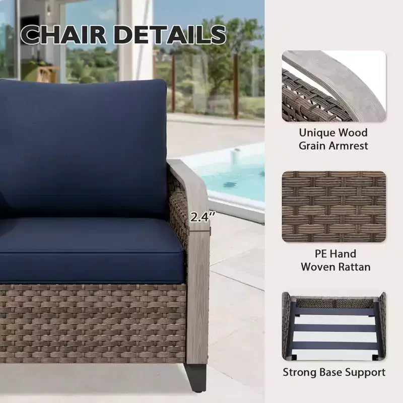 EAGLE PEAK Outdoor Wicker Patio Conversation Set, 2 Chairs, 3-Seat Loveseat and Coffee Table, 4 Pieces