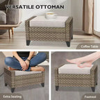 EAGLE PEAK Wicker Bistro Table and Chairs, Outdoor Patio Furniture, Swivel Rocking Chairs Ottomans & Table, 5 Piece Set
