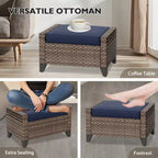 EAGLE PEAK Wicker Bistro Table and Chairs, Outdoor Patio Furniture, Swivel Rocking Chairs Ottomans & Table, 5 Piece Set