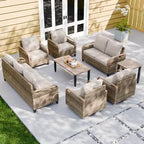 EAGLE PEAK Wicker Outdoor Patio Conversation Set, Swivel Rocker Chairs, 3-Seat Sofa, Loveseat, Table, 8 Pieces