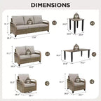 EAGLE PEAK Wicker Outdoor Patio Conversation Set, Swivel Rocker Chairs, 3-Seat Sofa, Loveseat, Table, 8 Pieces