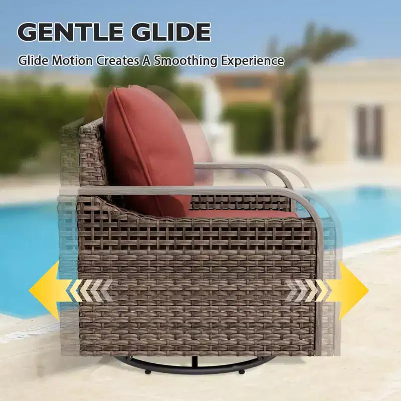 EAGLE PEAK Wicker Outdoor Patio Conversation Set, Swivel Rocker Chairs, 3-Seat Sofa, Loveseat, Table, 8 Pieces
