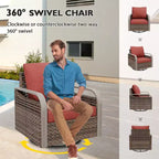 EAGLE PEAK Wicker Outdoor Patio Conversation Set, Swivel Rocker Chairs, 3-Seat Sofa, Loveseat, Table, 8 Pieces