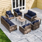 EAGLE PEAK Wicker Outdoor Patio Conversation Set, Swivel Rocker Chairs, 3-Seat Sofa, Loveseat, Table, 8 Pieces