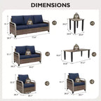 EAGLE PEAK Wicker Outdoor Patio Conversation Set, Swivel Rocker Chairs, 3-Seat Sofa, Loveseat, Table, 8 Pieces