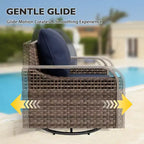EAGLE PEAK Wicker Outdoor Patio Conversation Set, Swivel Rocker Chairs, 3-Seat Sofa, Loveseat, Table, 8 Pieces