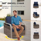 EAGLE PEAK Wicker Outdoor Patio Conversation Set, Swivel Rocker Chairs, 3-Seat Sofa, Loveseat, Table, 8 Pieces
