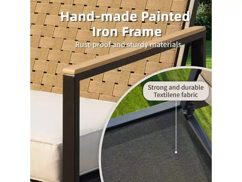 Bestier 4 Pieces Metal Patio Furniture Set, Outdoor Rattan Patio Conversation Sets with Soft Cushion for Garden, Backyard, Porch, Poolside