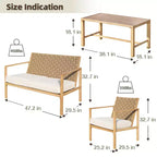 Bestier 4 Pieces Metal Patio Furniture Set, Outdoor Rattan Patio Conversation Sets with Soft Cushion for Garden, Backyard, Porch, Poolside