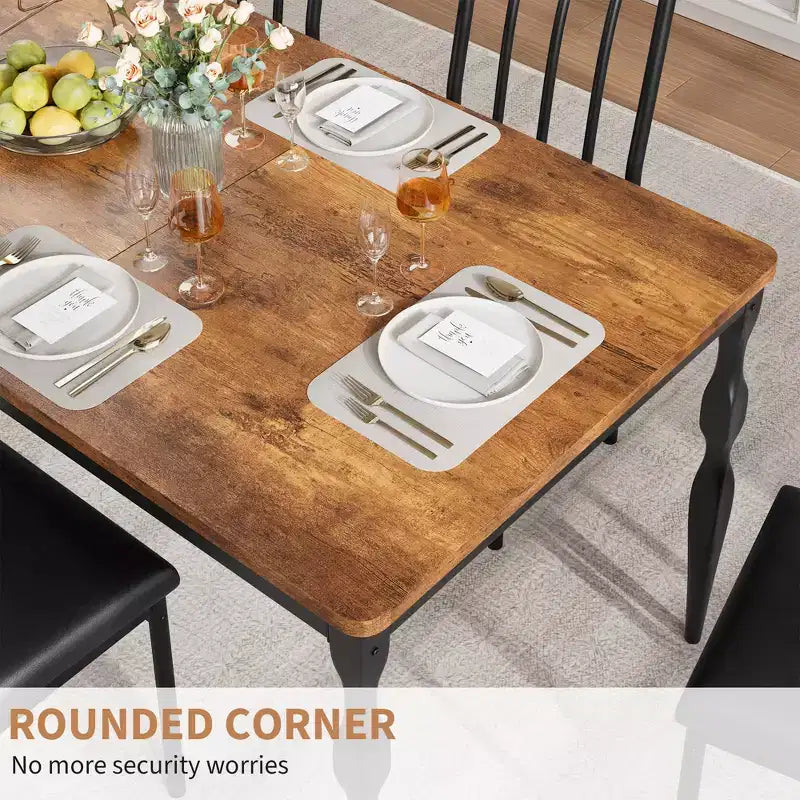 Rectangular Dining Table for 6, 78 Inch Rustic Farmhouse Kitchen Table with Large Tabletop