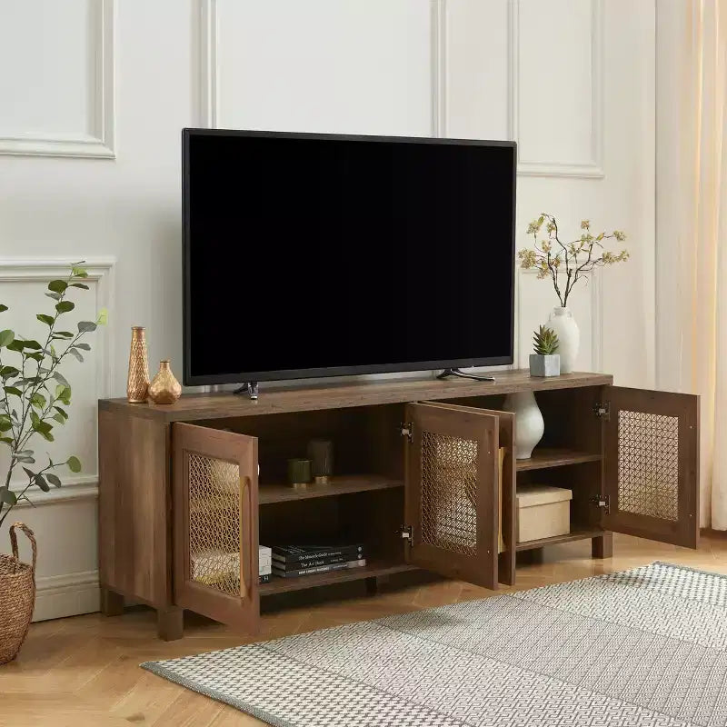 Meuble TV Probe Hues de 176,5 cm de large pour téléviseurs de 198 cm avec rangement