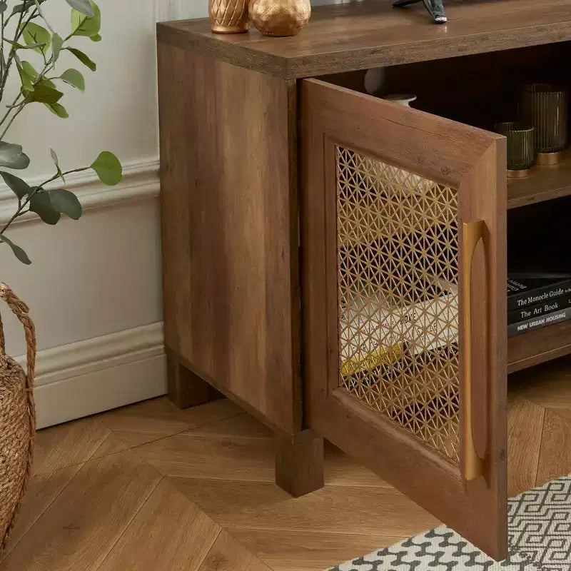 Meuble TV Probe Hues de 176,5 cm de large pour téléviseurs de 198 cm avec rangement