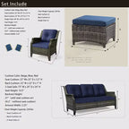 Bestier Patio Furniture Set, 5-Piece Wicker Conversation Set with Thick Cushion and Ottomans, Outdoor Rattan Sofa Chairs for Backyard, Garden, Porch
