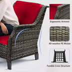 Bestier Patio Furniture Set, 5-Piece Wicker Conversation Set with Thick Cushion and Ottomans, Outdoor Rattan Sofa Chairs for Backyard, Garden, Porch