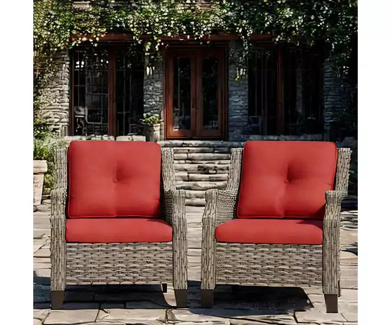 Bestier Patio Furniture Set, 5-Piece Wicker Conversation Set with Thick Cushion and Ottomans, Outdoor Rattan Sofa Chairs for Backyard, Garden, Porch