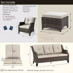 Bestier Patio Furniture Set, 5-Piece Wicker Conversation Set with Thick Cushion and Ottomans, Outdoor Rattan Sofa Chairs for Backyard, Garden, Porch