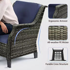 Bestier Patio Furniture Set, 5-Piece Wicker Conversation Set with Thick Cushion and Ottomans, Outdoor Rattan Sofa Chairs for Backyard, Garden, Porch