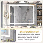 32x24 Inch LED Bathroom Mirror, Front & Backlit Vanity Mirror, Anti-Fog, Memory Function, Adjustable Light (3000K-6000K), Wall Mounted