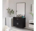 Karl Home Wall Mount Salon Station with Mirror, Hair Styling Barber Station, Black