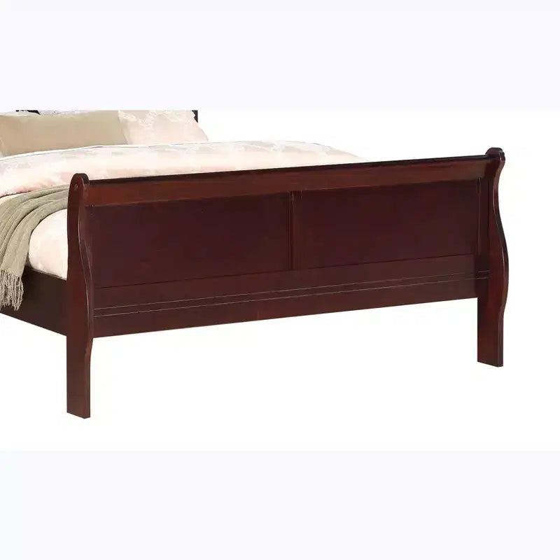 Okak 41 Twin Sleigh Bed Solid Wood Youth Bed Frame with Headboard/Footboard, Low Profile Safe Design for Kids Room, Cherry