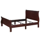 Okak 41 Twin Sleigh Bed Solid Wood Youth Bed Frame with Headboard/Footboard, Low Profile Safe Design for Kids Room, Cherry