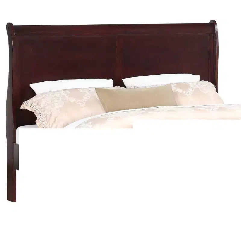Okak 41 Twin Sleigh Bed Solid Wood Youth Bed Frame with Headboard/Footboard, Low Profile Safe Design for Kids Room, Cherry